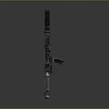 Futuristic Multi Barrel Weapon With Scope And Mechanical Black Metal Design