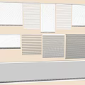 Various Window Blinds Designs Displayed On Wall With Different Styles 3d model