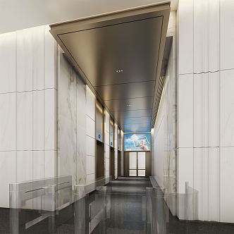 Modern Elevator Hall Lobby 3d model