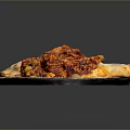 Delicious Savory Main Dish With Rich Red Sauce Olives Carrots And Fluffy Flatbread