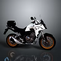 Stylish White Adventure Motorcycle With Black Seat Orange Wheels And Rear Box Design