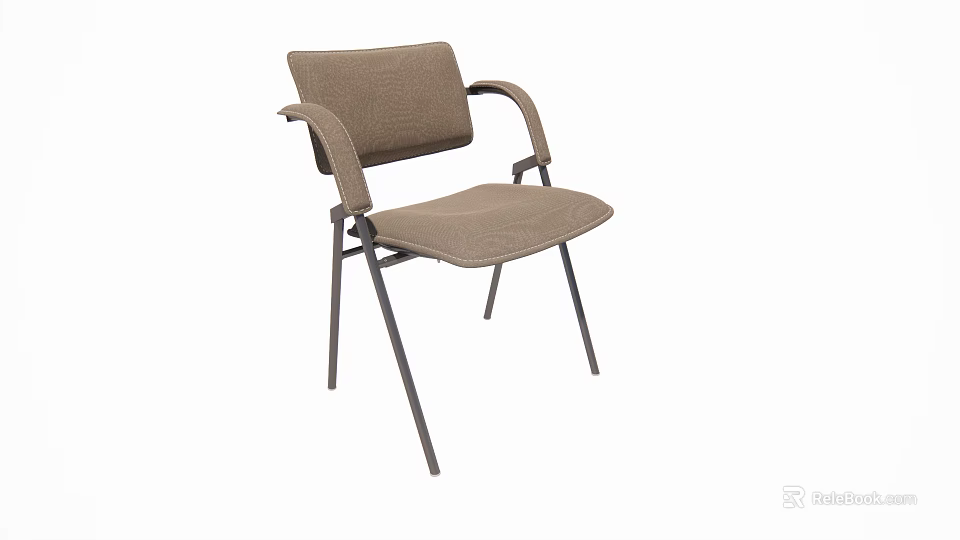 Modern Leisure Chair with Beige Upholstery and Armrests on Metal Frame 3d model 