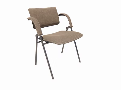 Modern Leisure Chair with Beige Upholstery and Armrests on Metal Frame 3d model