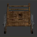 Vintage Wooden Cart With Rustic Frame Metal Spoke Wheels And Weathered Surface