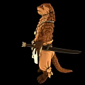 Otter Like Game Character With Brown Fur Necklace Belt Knife And White Apron