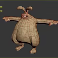 Fluffy Cartoon Style Game Movie Character With Long Ears And Outstretched Arms