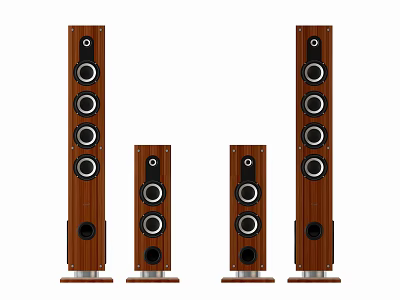 Modern Wooden Home Audio Floor-standing And Bookshelf Speakers Stereo System Design 3d model