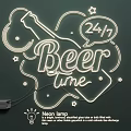 Neon Light Fixture with Beer Bottle Design 24/7 Sign and Stars Bubbles for Decorative Use