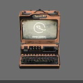 Vintage Mechanical Device With Copper Metal Frame Screen And Keyboard Components 3d model