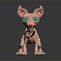 Pink Fantasy Dog Creature With Large Ears Big Eyes Collar And Tongue Out