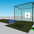 School Golf Practice Area With Hitting Net Putting Green And Clubs Storage Unit