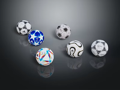 Diverse Patterned Soccer Balls As Essential Sports Equipment For Training And Matches 3d model