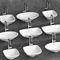Modern Ceramic Washbasins Featuring Various Shapes and Wall Mounted Faucets for Contemporary Bathrooms