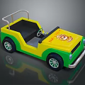 Colorful Yellow Green Toy Car With Happy Days Cartoon Graphic For Kids