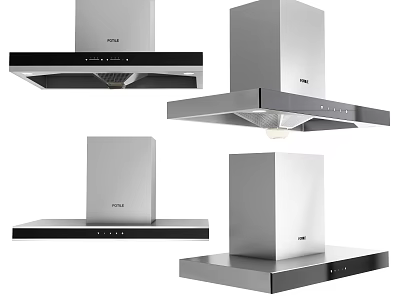 Modern Stainless Steel Kitchen Range Hoods With Different Designs And Styles 3d model