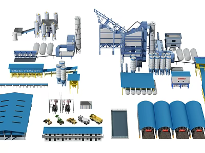 Industrial Factory Building With Production Line Mechanical Equipment And Structural Components 3d model