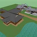 Japanese-style ancient architecture 3d model