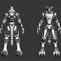 Smart Machine Robot Featuring Silver White Mechanical Design Front And Back Views