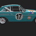 Vintage Gulf Racing Car With Blue Orange Livery Number 17 Coupé Design