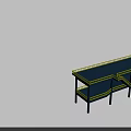Industrial Steel Platform Structure With Double Deck Yellow Railings Staircase And Blue Columns