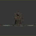Vintage Rusted Military Cannon With Mounted Barrel And Metal Support Base