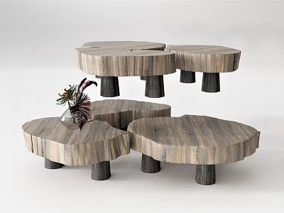 Nordic Coffee Table Coffee Table Combination Coffee Table Low Table Decorative Table Wooden Table Wood Table Coffee Table Plant Vase Ornaments 3d model