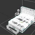 Elegant Modern Bedroom Bed With Tufted Headboard Marble Rug Abstract Painting Nightstands Lamps And Bench