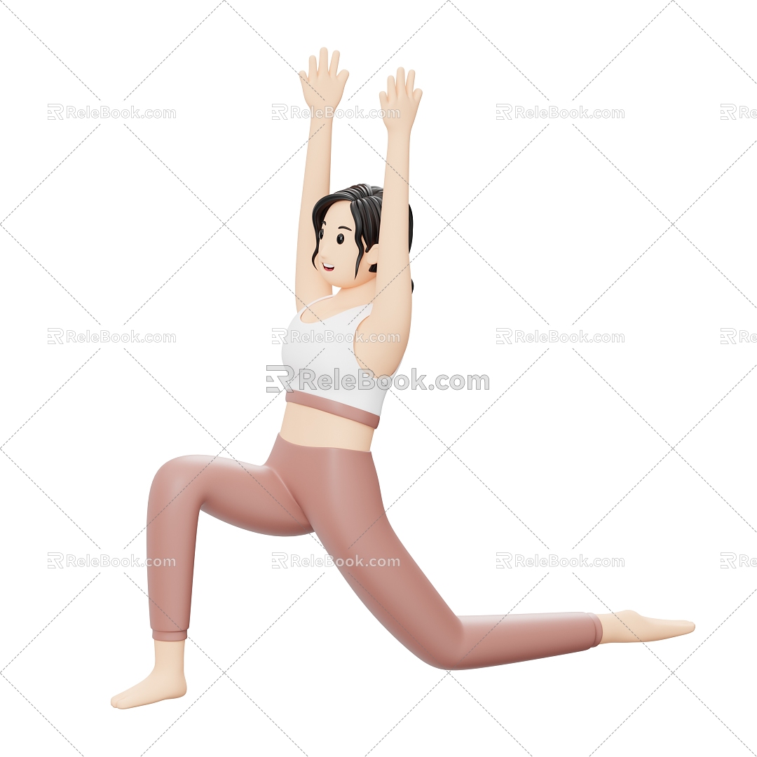 Modern Yoga Do Yoga Yoga Teacher Cartoon Woman 3d model