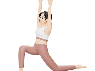 Modern Yoga Do Yoga Teacher Cartoon Woman 3d model