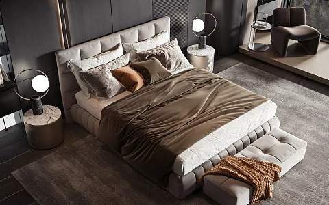 Modern style commodity bed 3d model