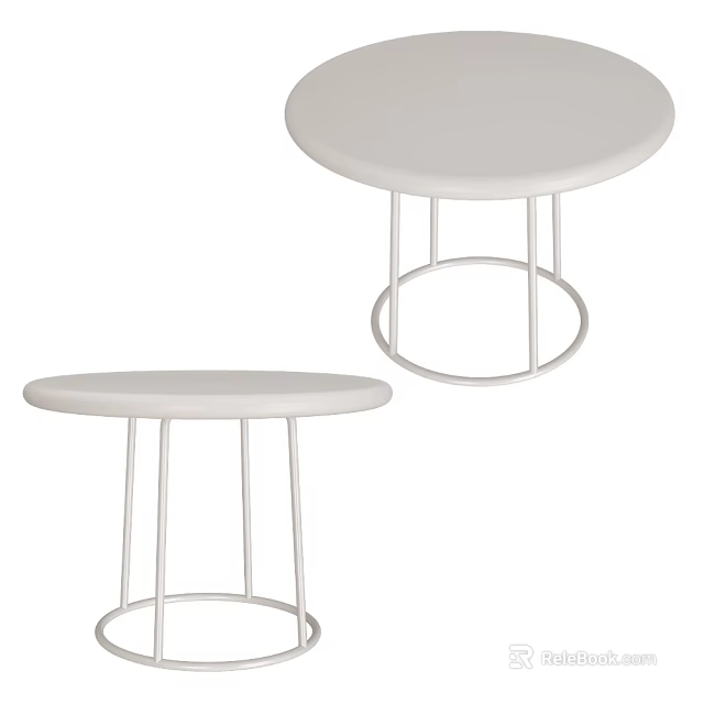 Modern Minimalist Round Side Tables With White Top And Metal Base Design For Interior 3d model 