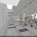 Modern Spacious Sales Office Interior With Reception Desk Sofa Seating Green Plants And Large Windows