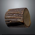 Rustic Wooden Stump With Cross Section Growth Rings And Natural Bark Texture