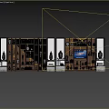 New Chinese-style bookcase side cabinet decoration combination 3d model