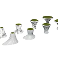 Modern Tree Planters With Various White Structures And Green Planting Tops 3d model