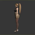 Child With Blonde Hair Wearing Black Sleeveless Top Brown Skirt And Outstretched Hands