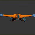 Man In Orange And Blue Ski Suit With Blizzard Arms Outstretched Wearing Hat And Goggles