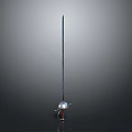 Ancient Sword With Long Metal Blade And Spherical Guard Vertically Displayed On Gray Gradient Background