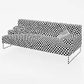 Modern Gray Two Seater Sofa With Metal Legs Throw Pillows And Side Table 3d model