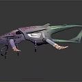 Mechanical Creature with Purple Pink Stripes Multiple Legs and Green Pink Wings