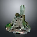 Natural Tree Stump Single Chair With Rustic Texture And Exposed Tree Roots 3d model