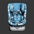 Blue And White Patterned Child Safety Seat With Comfortable Harness And Secure Design