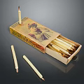 Antique Open Candle Box With Decorative Artwork Holding White Candles Inside And Beside