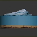 Natural Scene of Blue Water Surface with White Iceberg on Circular Platform and Copper Base