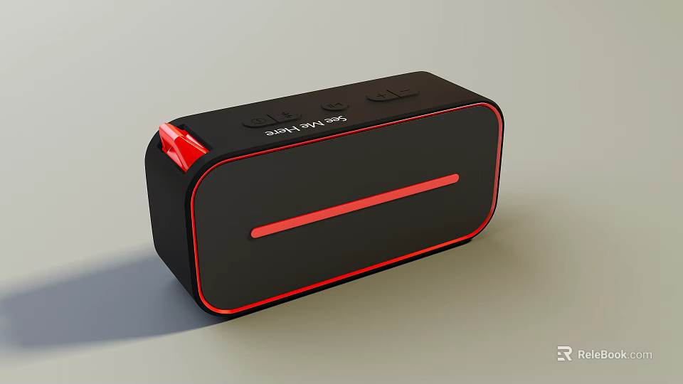 Portable Bluetooth Speaker With Super Bass Pro And Black Red Design 3d model 