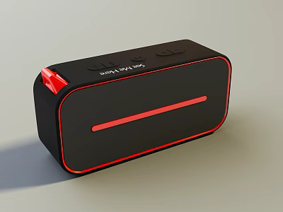 Portable Bluetooth Speaker With Super Bass Pro And Black Red Design 3d model