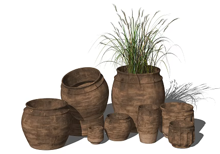 Modern pottery jars pottery jars cement canned jars 3d model