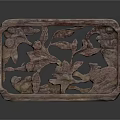 Wooden Carved Decorative Item with Floral Leaf Patterns Rectangular Hollowed Frame Traditional Handcrafted Home Decor