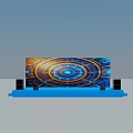 Modern Blue Stage with Large LED Screen Hi tech Circular Pattern Speakers and Lighting Equipment 3d model