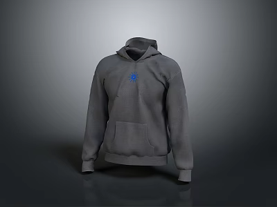 Comfortable Gray Hooded Sweatshirt With Blue Chest Logo For Daily Living Use 3d model